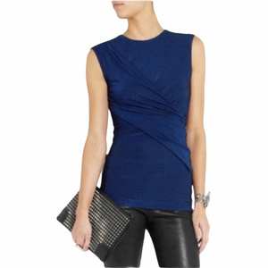 T By Alexander Wang Twisted Navy Blue Sleeveless Jersey Top‎ Blouse